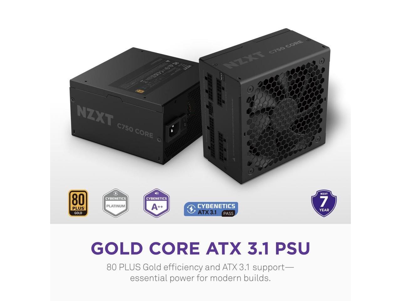 NZXT C750 Gold Core 80Plus Gold Fully-modular ATX 3.1 Power Supply, US Power