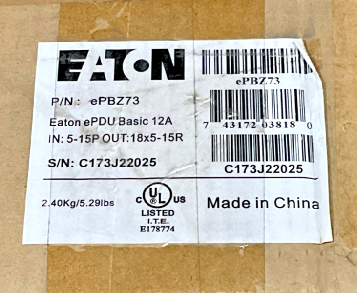 Eaton Basic Electrical Power Distribution Unit Rack EPBZ73 ✅❤️️✅❤️️✅ NEW