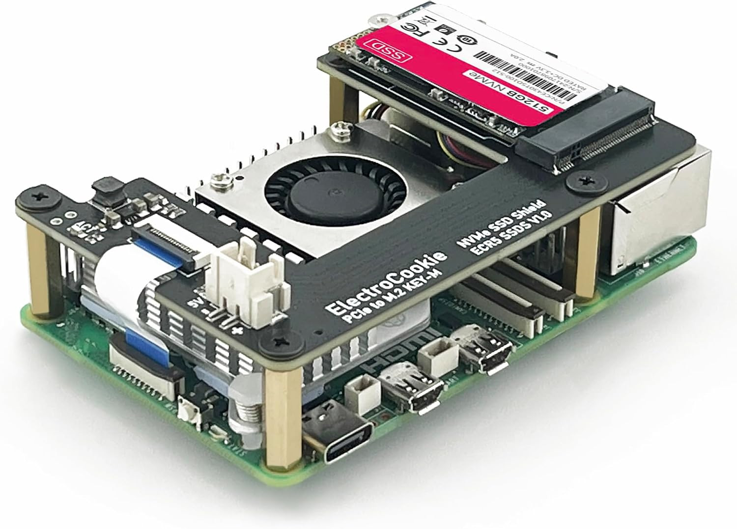 Pcie to M.2 Nvme SSD HAT Board for Raspberry Pi 5 – Supports Key