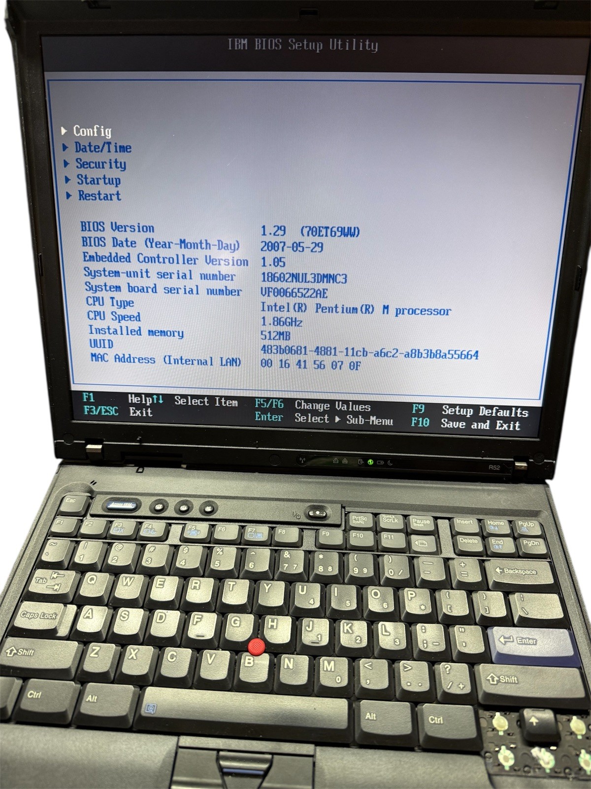IBM ThinkPad R52 Intel Pentium M 1.86-15" - 512MB RAM-40GBHD- WXP-MISSING KEYS