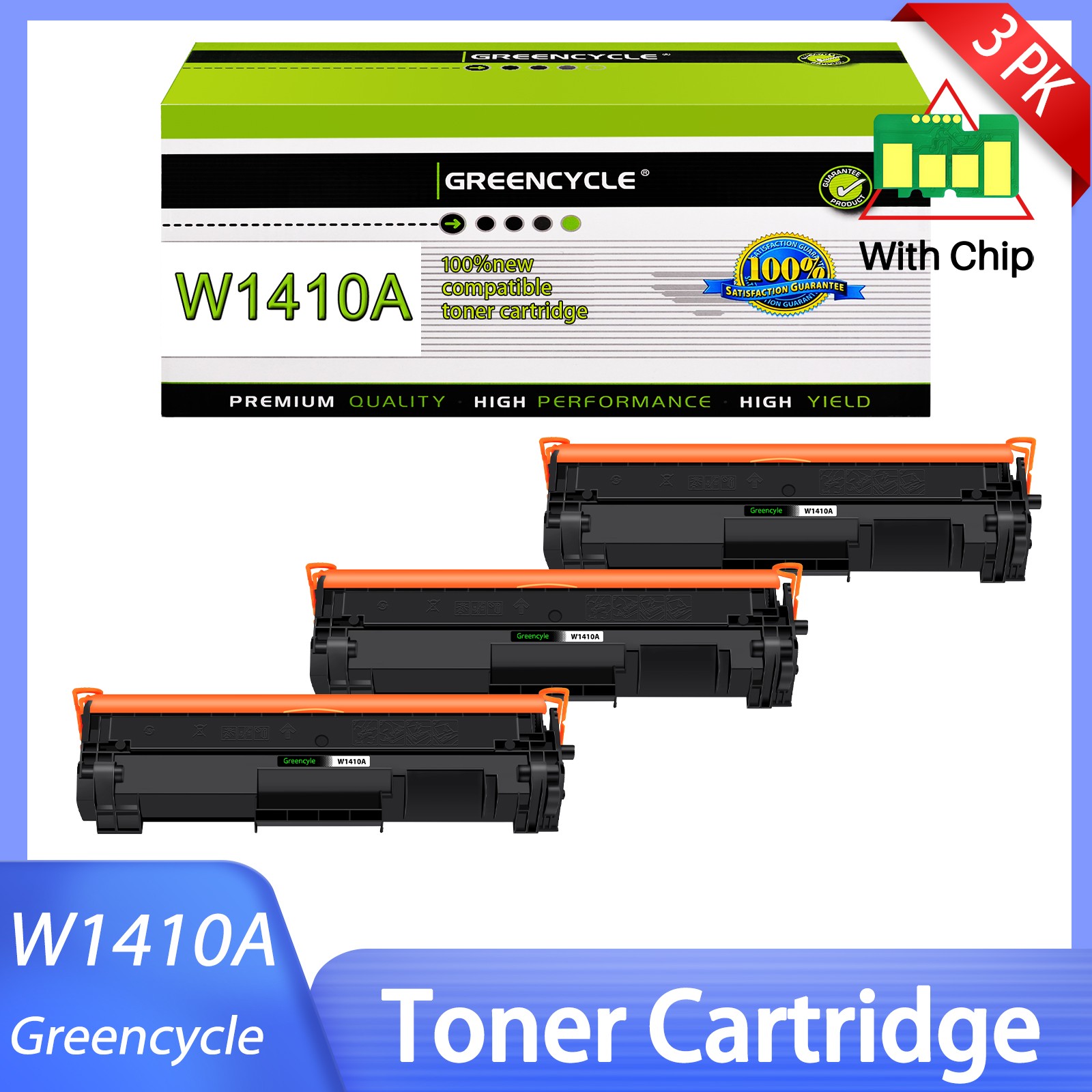 3PK 141A Replacement Toner Cartridges for HP M110w M139w M140w Black,~950Pages