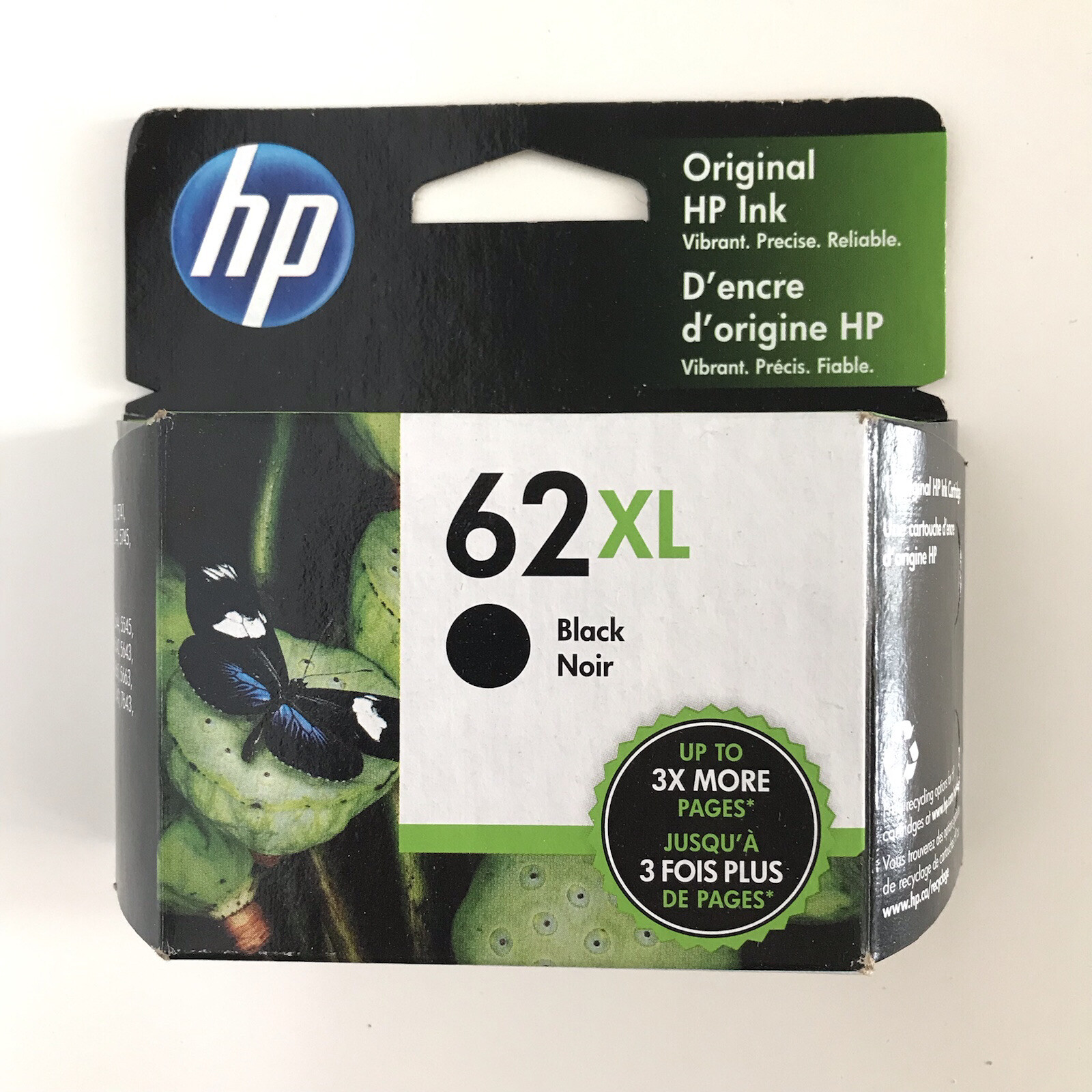 No Box Genuine HP 62XL Black Ink Cartridge C2P05AN High Yield OEM Sealed