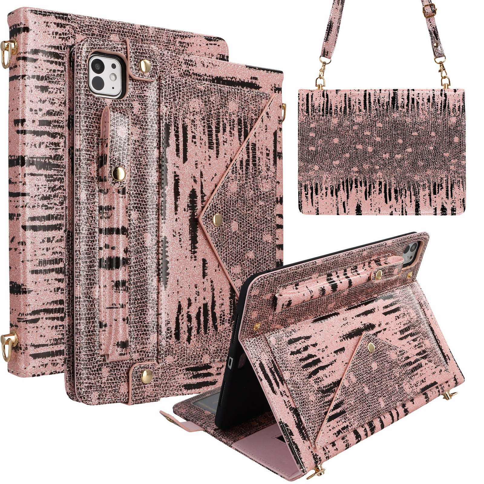 Fr iPad Air 11" 2025/Pro 11 4th/3rd/2nd/1st Gen Crossbody Flip Stand Wallet Case