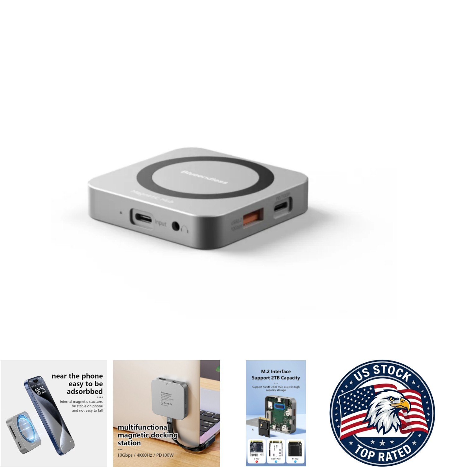 Multifunctional M.2 SSD Docking Station USB3.1 NVMe PCIe Magnetic 100W - MC906