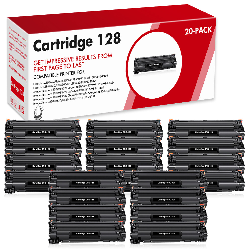 20 Pack Black Toner For Canon 128 ImageClass D530 D550 MF4550d MF4570dn MF4570dw