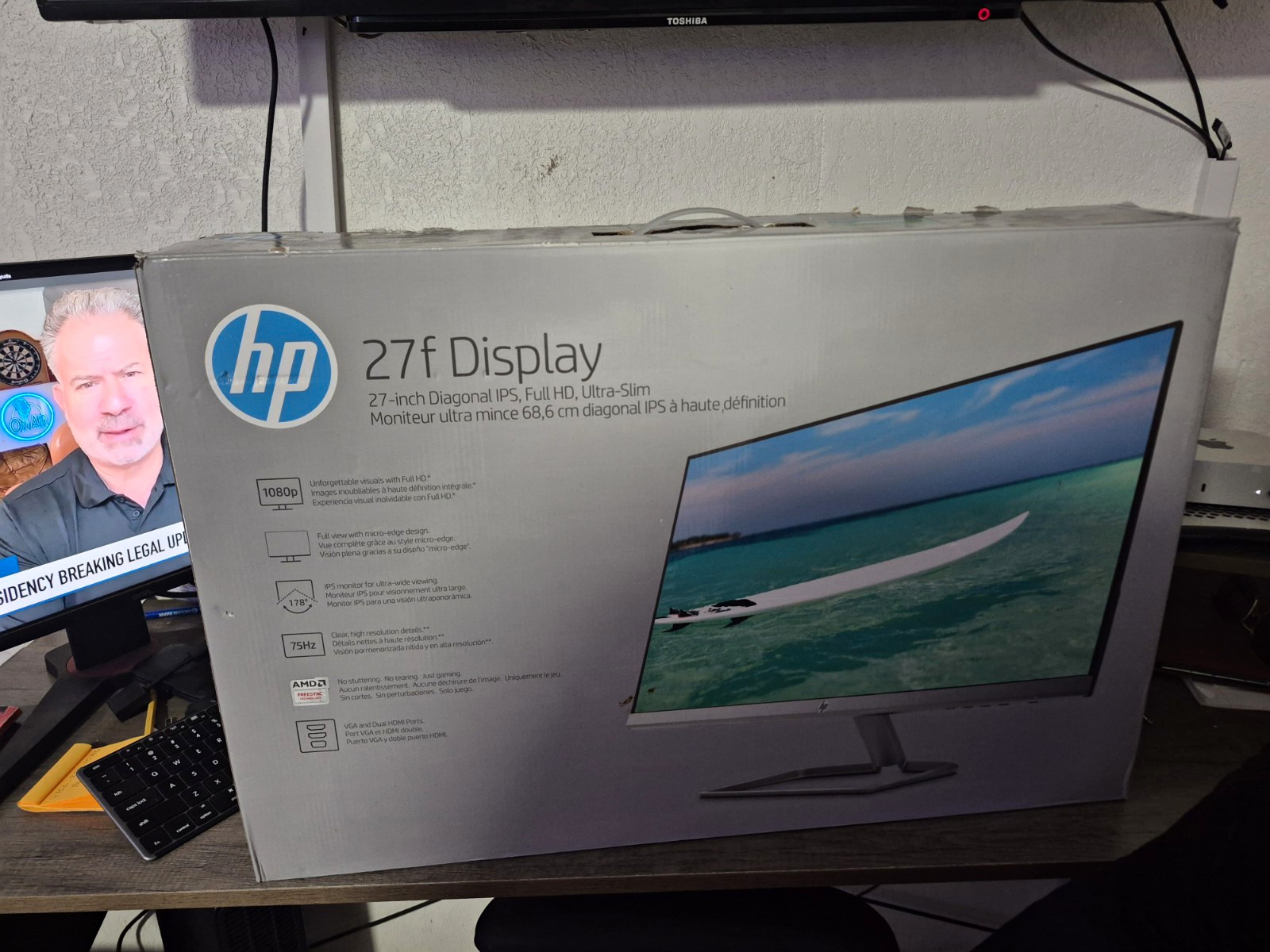 HP 27f Display 27in IPS FHD 1080p 75Hz 5ms FreeSync Slim Bezel HDMI VGA