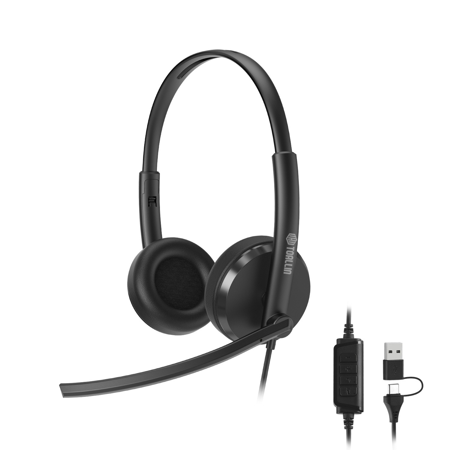 TOALLIN USB Wired Headset Plug-and-Play Headphone Noise Cancelling Microphone US