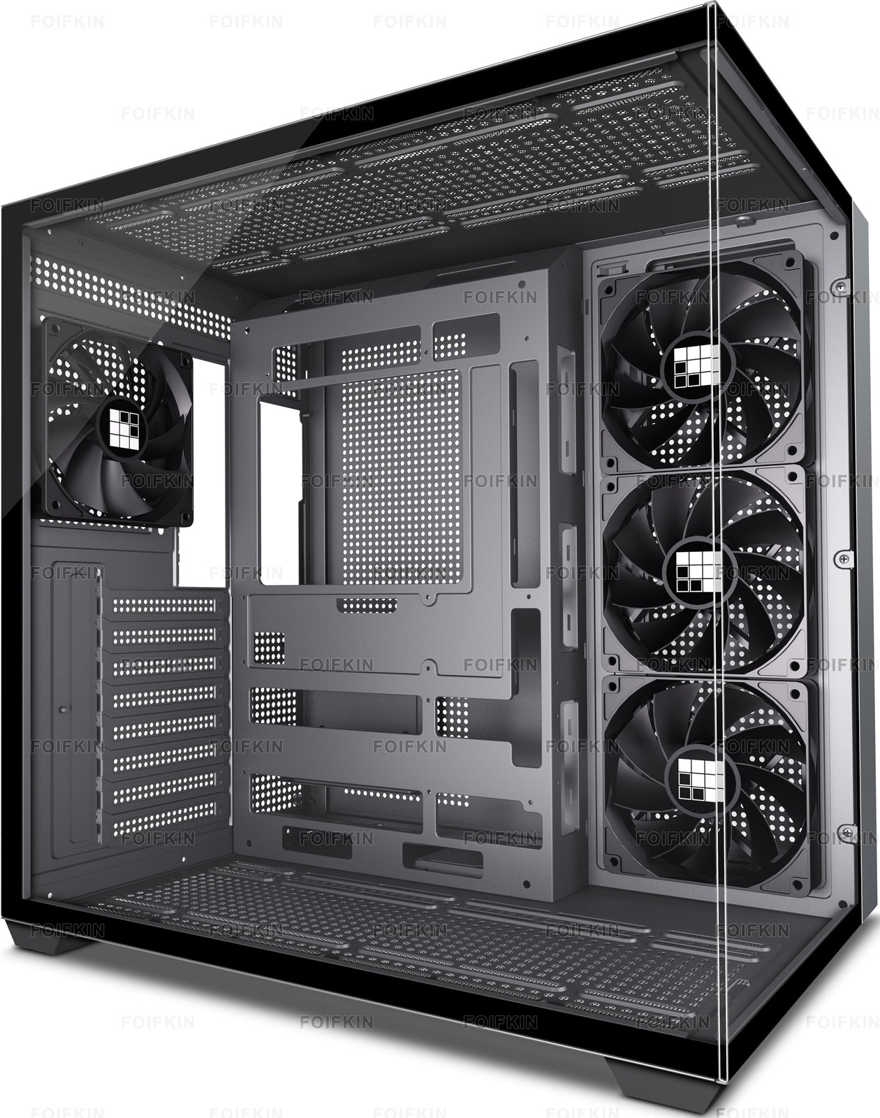 FOIFKIN F300 (2025) PC Case - Pre-Installed 4 No RGB Fan, ATX F1, Black+