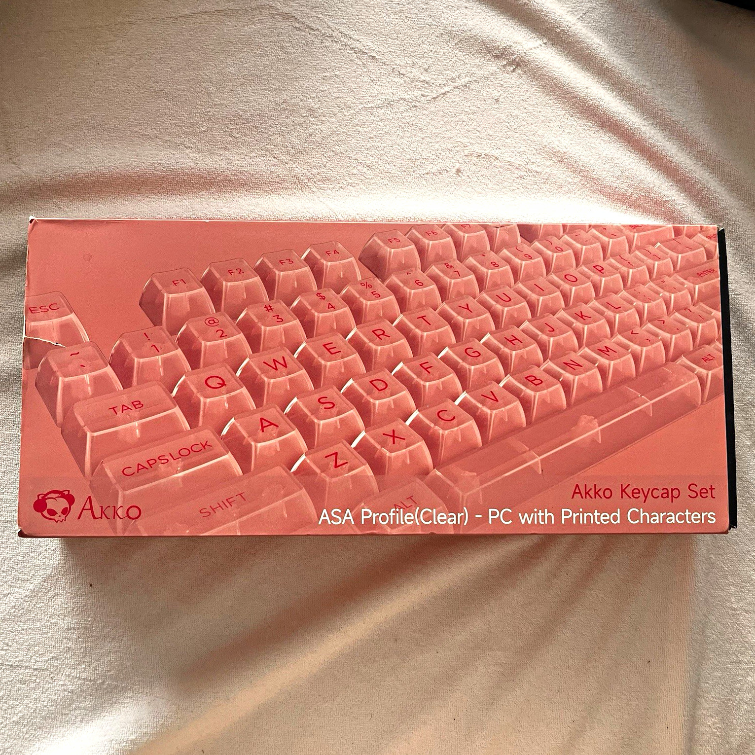 Akko ASA Profile PC Keycap Set Clear/Pink Printed Characters English QWERTY
