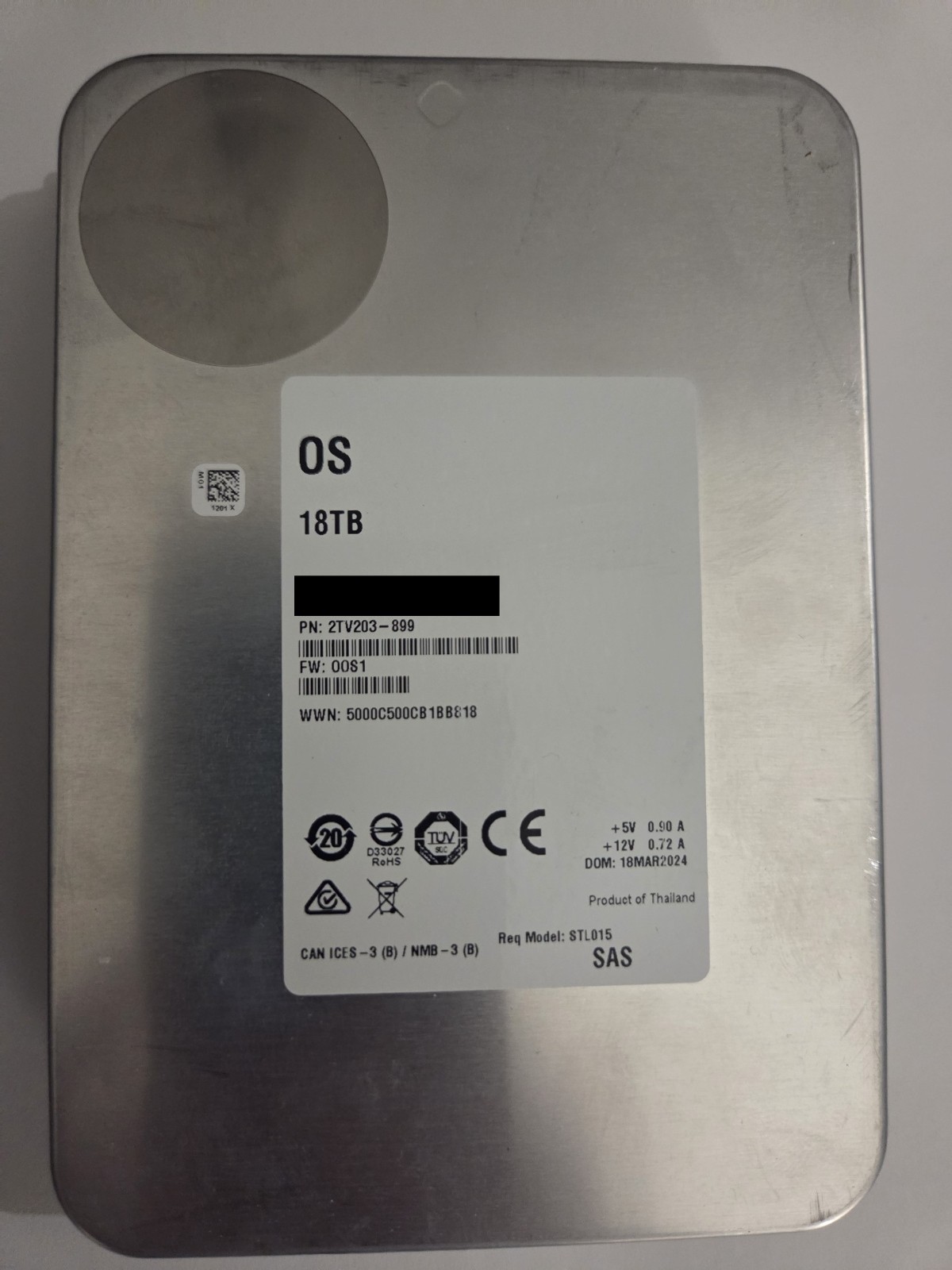 OS 18TB SAS 12Gb/s White Label Enterprise HDD Seagate