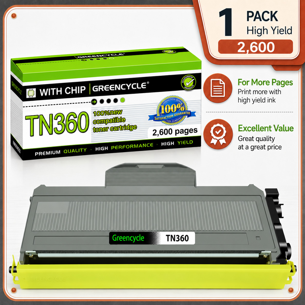 GREENCYCLE TN360 Toner Cartridge Lot Fit For Brother TN330 HL-2140 HL-2150N 2170