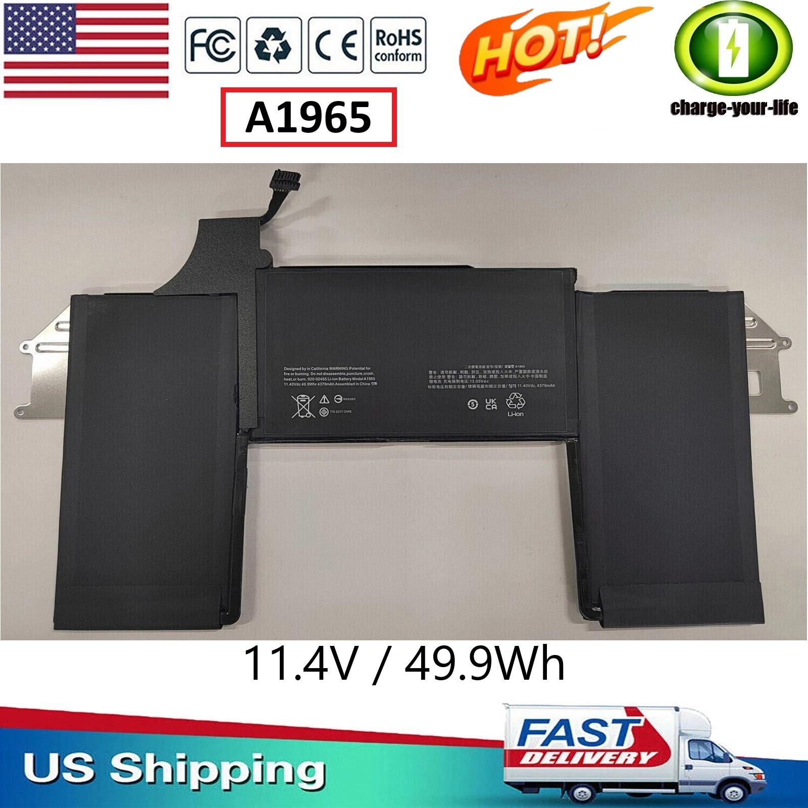 New A1965 Battery For Apple MacBook Air 13" A2179 A1932 Early 2020 2018 2019