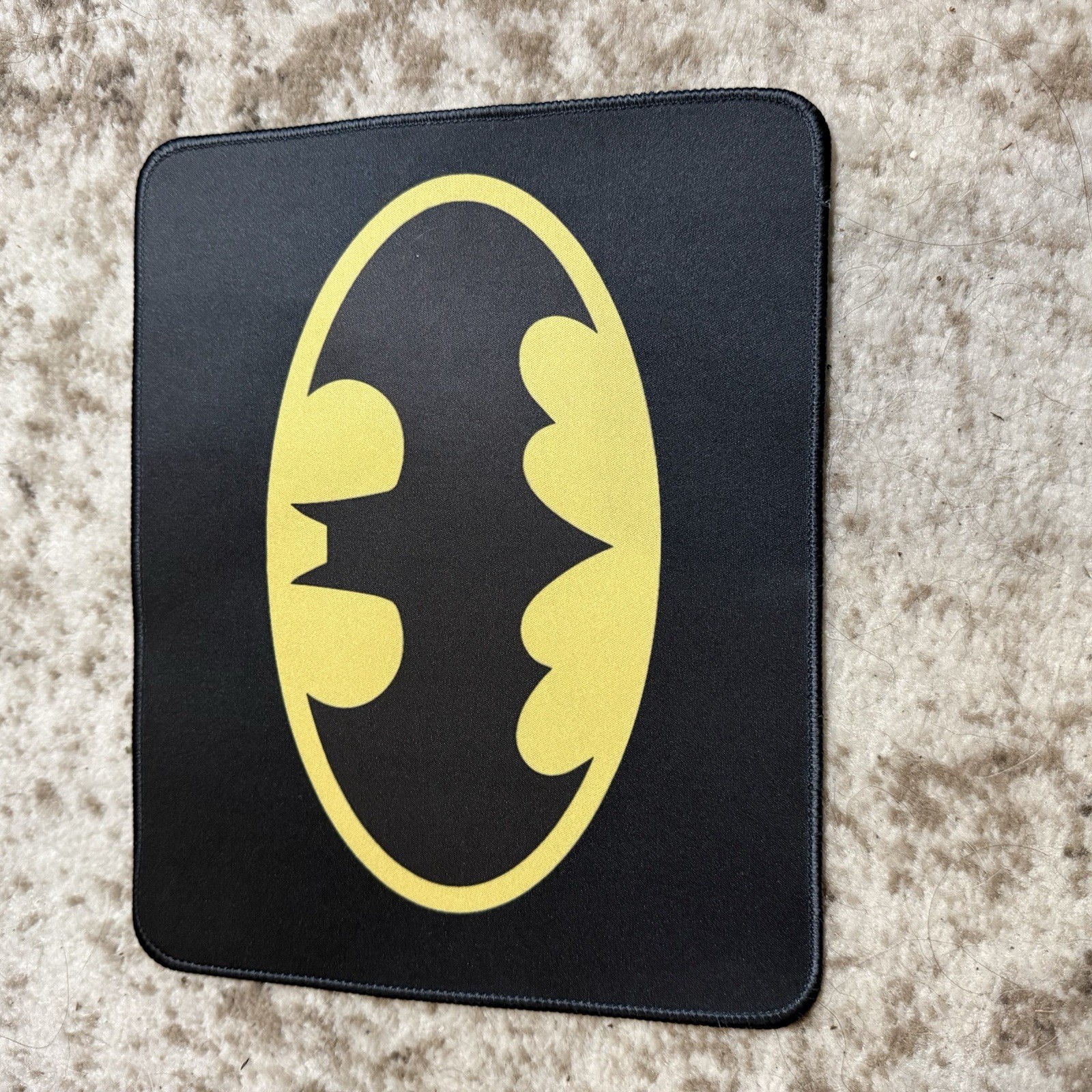 Batman Logo Mouse Pad DC Comics Yellow Black Oval Bat Signal Desk Mat Stitched