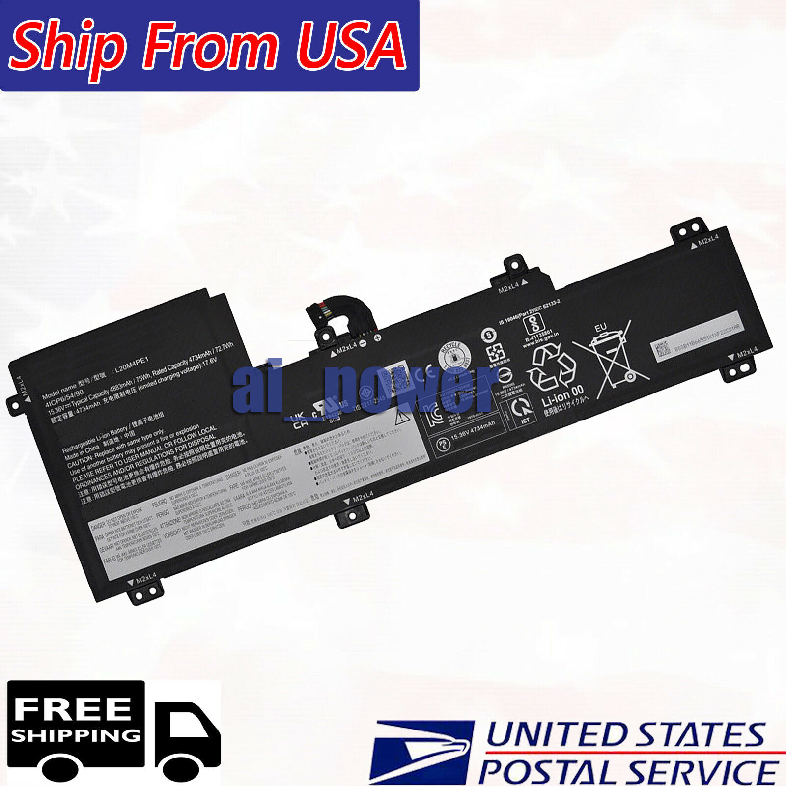 New L20C4PE1 L20L4PE1 L20M4PE1 15.36V BatteryFor Lenovo IdeaPad 5 Pro 16ACH/IHU6