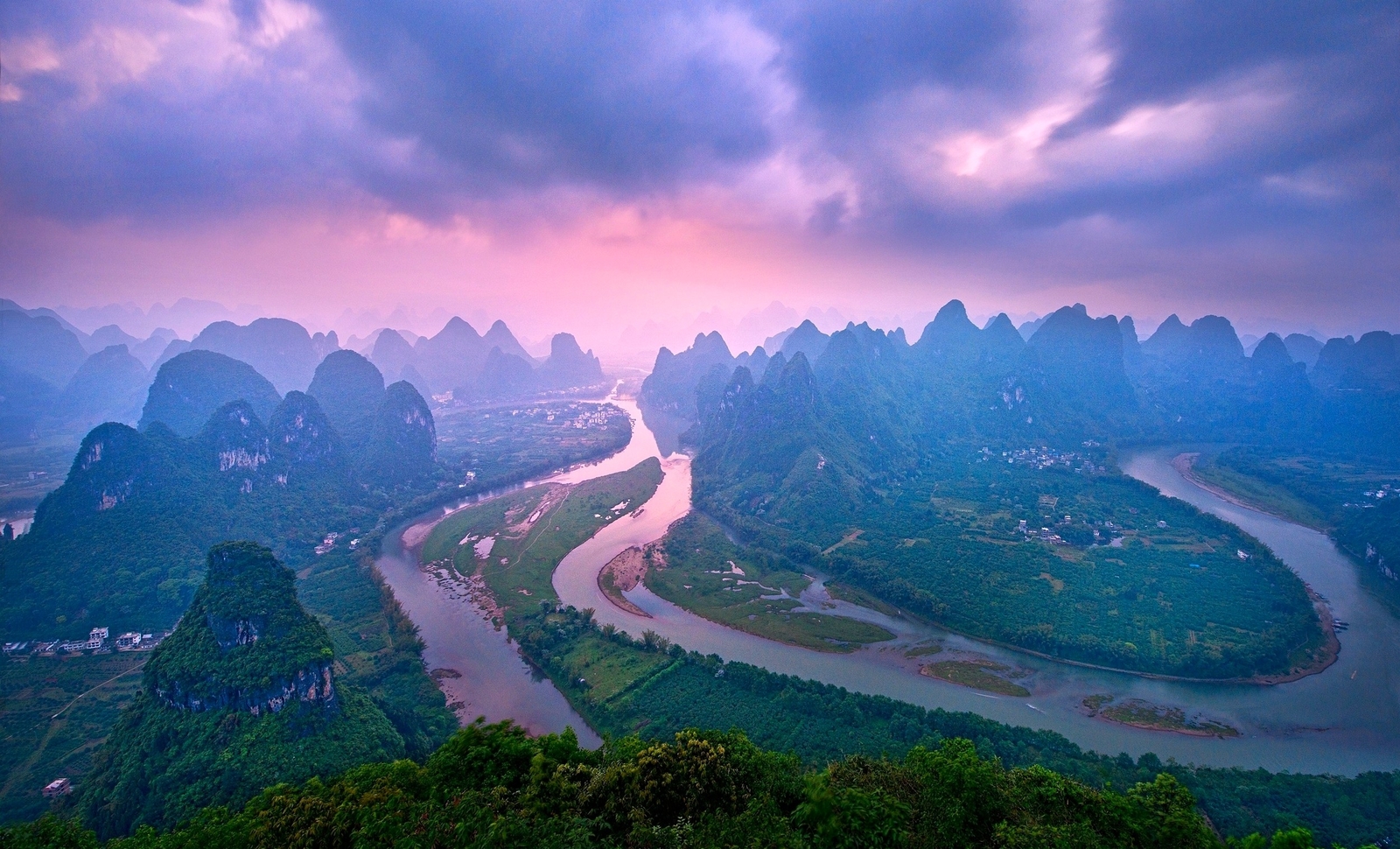 Landscape river nature mountains china sunset forest Custom Gaming Mat Desk