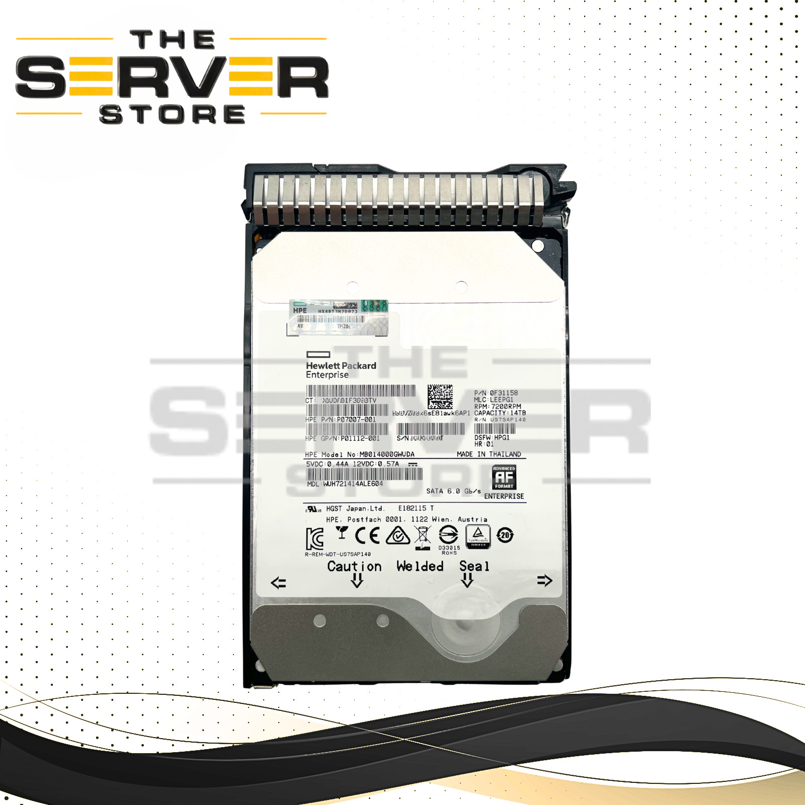 HPE 14TB SATA 6G 7.2K RPM LFF SCC 3.5" HDD WUH721414ALE604 P09163-B21 P11185-001