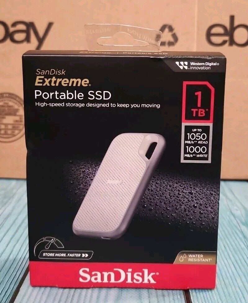 🔥SanDisk 1TB Extreme Portable External SSD Up to 1050 MB/s -USB-C, USB 3.1 GREY