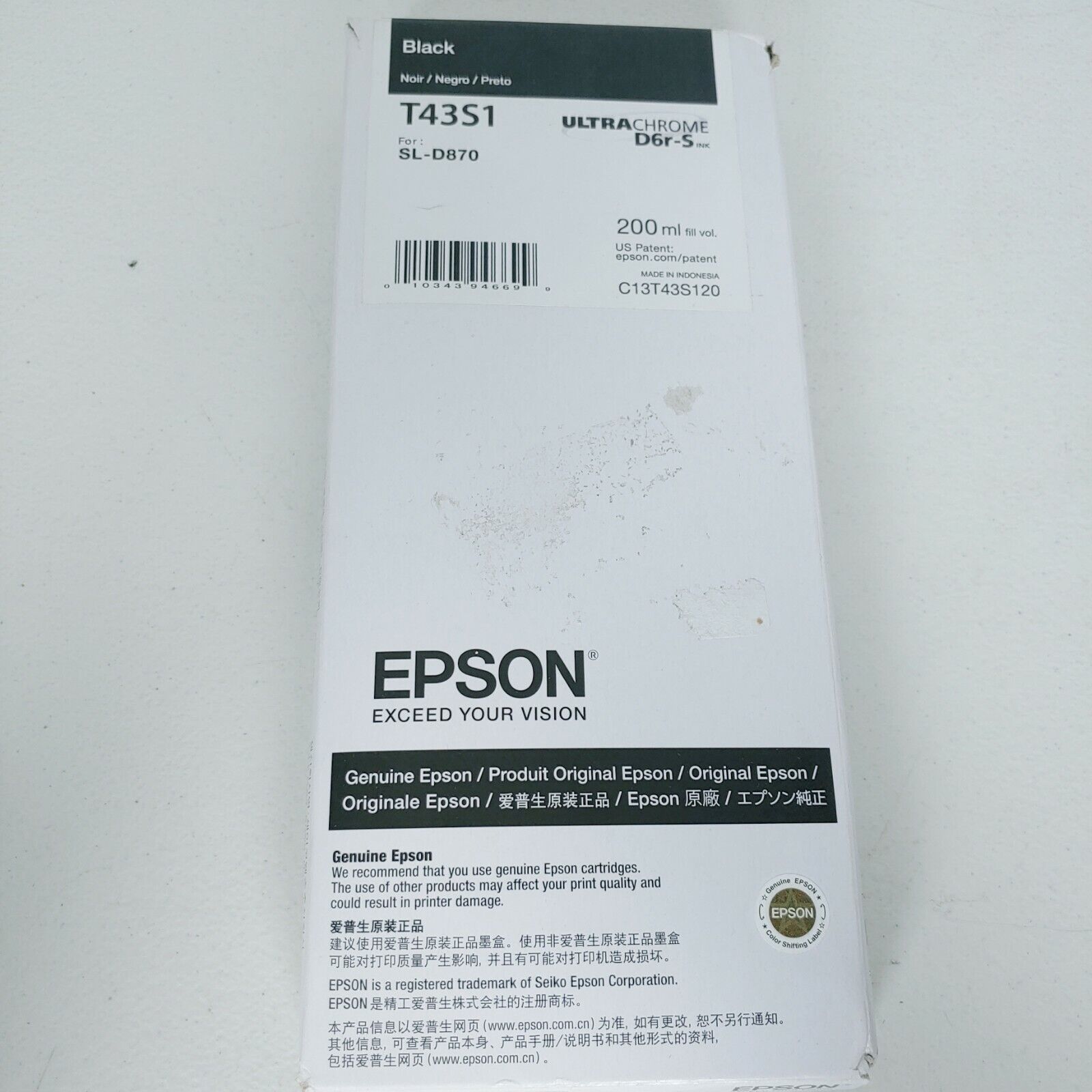 *Sealed In OB* Epson T243S Black Ink Cartridge 200ml For SL-D870 Exp 09/16/2022