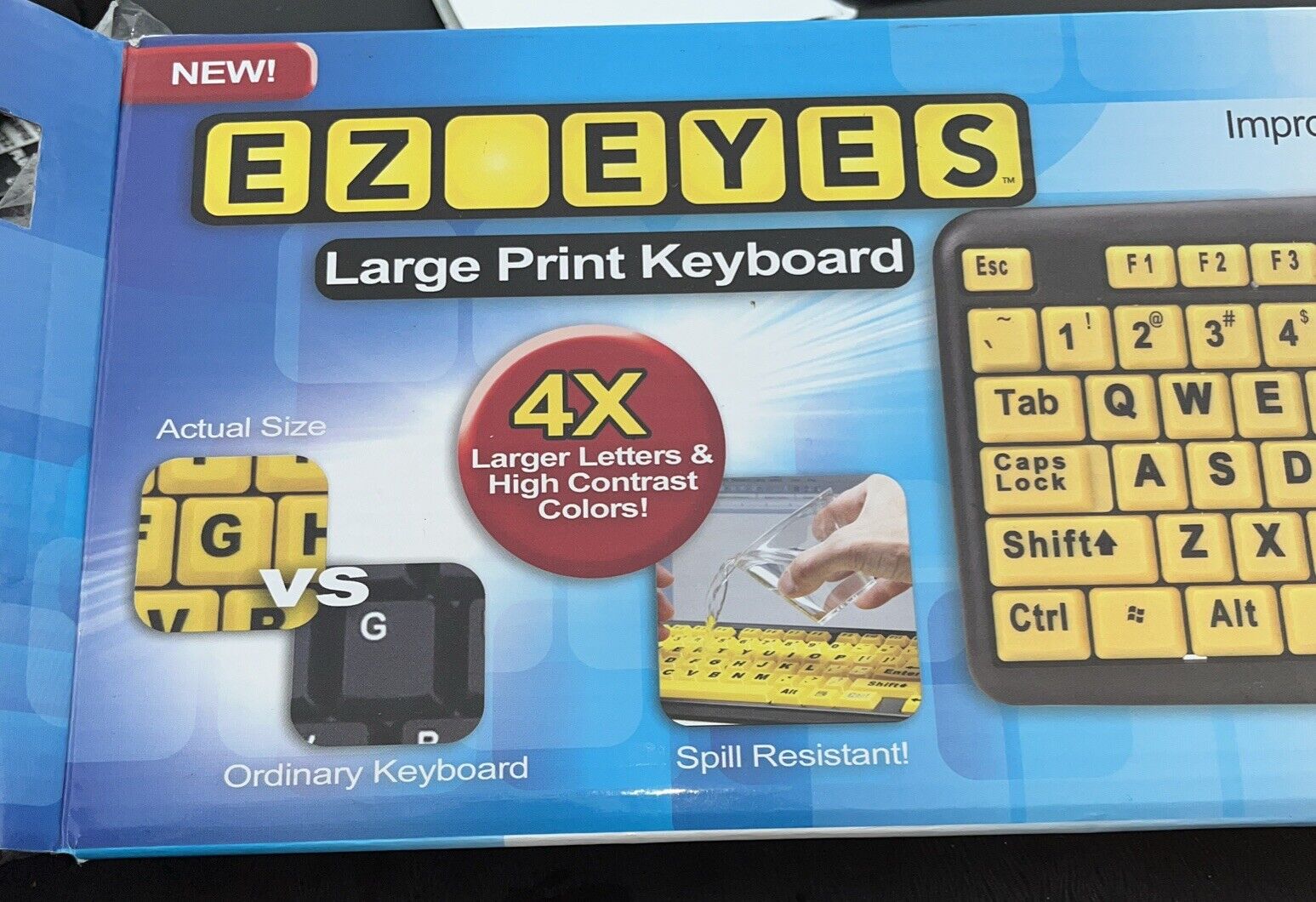 Easy EZ EYES Large Print USB Keyboard PC & MAC 4x Larger Letters (As Seen on TV)