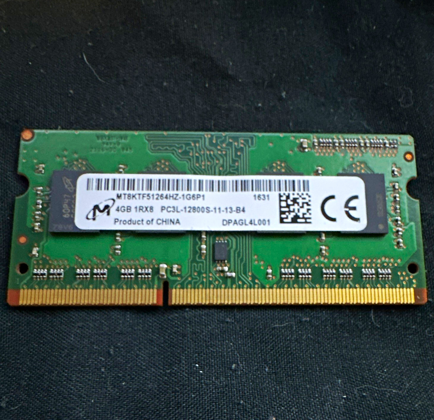 Micron 4GB DDR3L PC3L-12800S 204-Pin SO-DIMM Non-ECC MT8KTF51264HZ-1G6P1