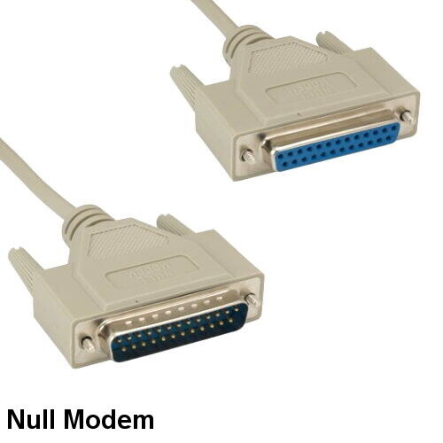 10PCS 6\' Null Modem DB25 Male to Female Cable 28AWG RS-232 DTE Data Crossover