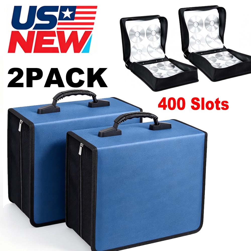 2Pack 400Disc CD DVD Organizer Holder Storage Case Bag Wallet Album Media Blue