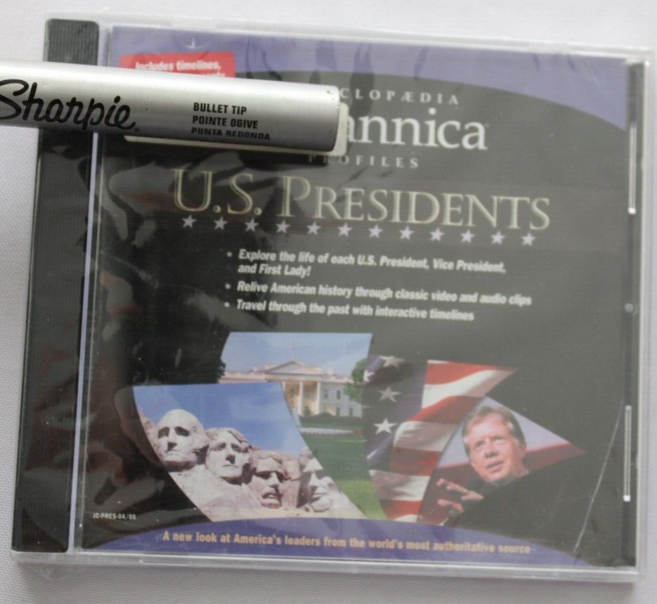 ENCYCLOPAEDIA BRITANNICA PROFILES U.S. PRESIDENTS PC CD-ROM [NEW] CASE CRACKED