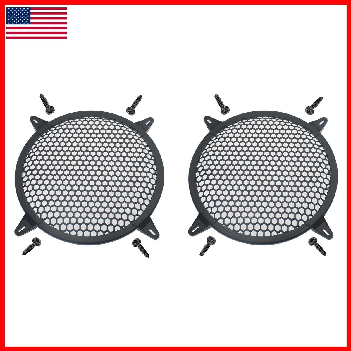 SYCZIOHU 2 Pcs 10 Inch Speaker Grill Plastic Round Subwoofer Grill 4 Pcs Clamps