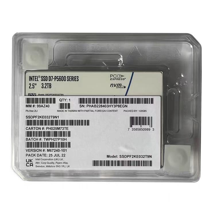 New Intel SSD D7 P5600 3.2TB 2.5'' NVME PCIE 4.0 SSDPE2KE032T9N Enterprise SSD
