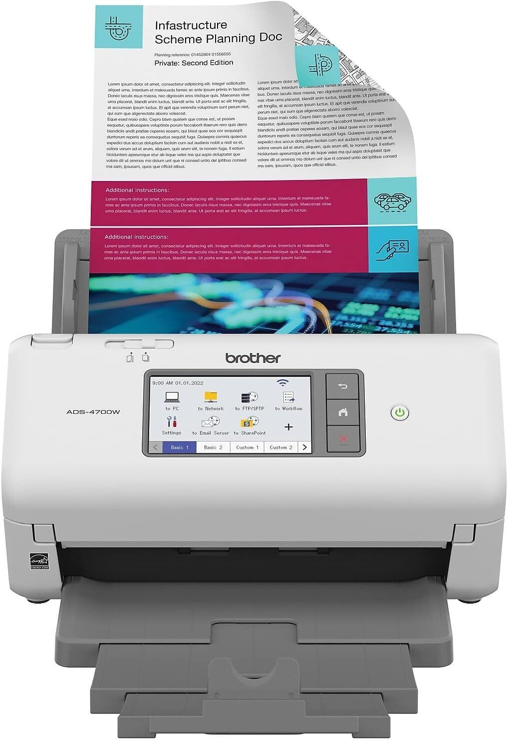 Brother ADS-4700W Professional Desktop Scanner-48-bit Color -40 ppm-Duplex, New