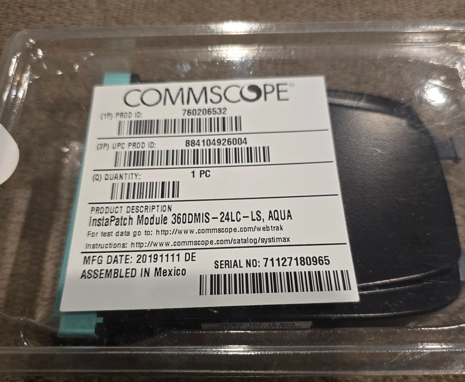 COMMSCOPE 760206532 InstaPatch Module 360DMIS-24LC-LS AQUA OM4 Multi-Mode 12 dup
