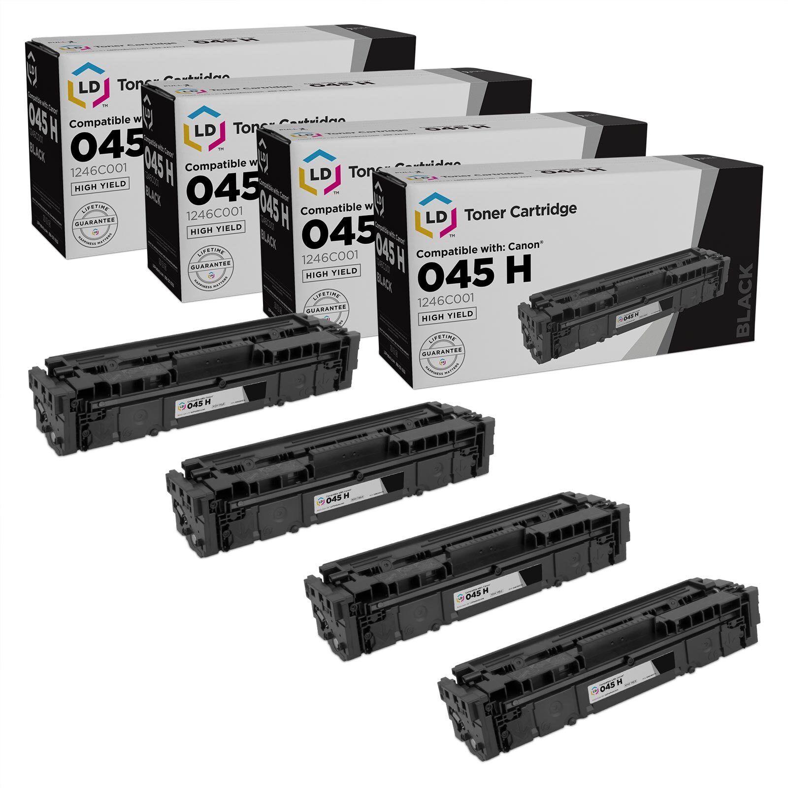 LD Compatible Canon 045H / 1246C001 Set of 4 High Yield Black Toner Cartridges