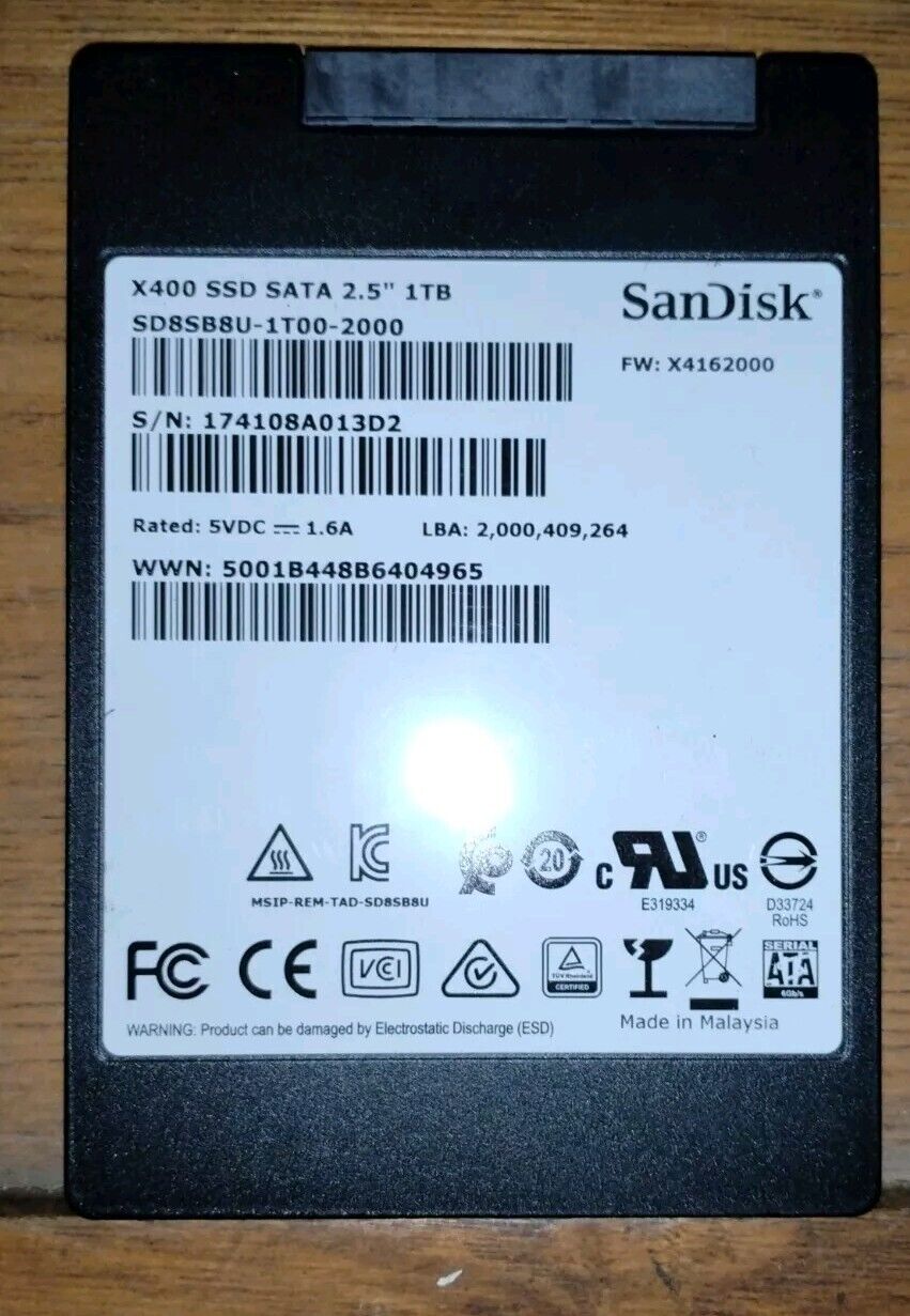 1 Tb SanDisk X400 SSD 2.5 SATA Internal HDD
