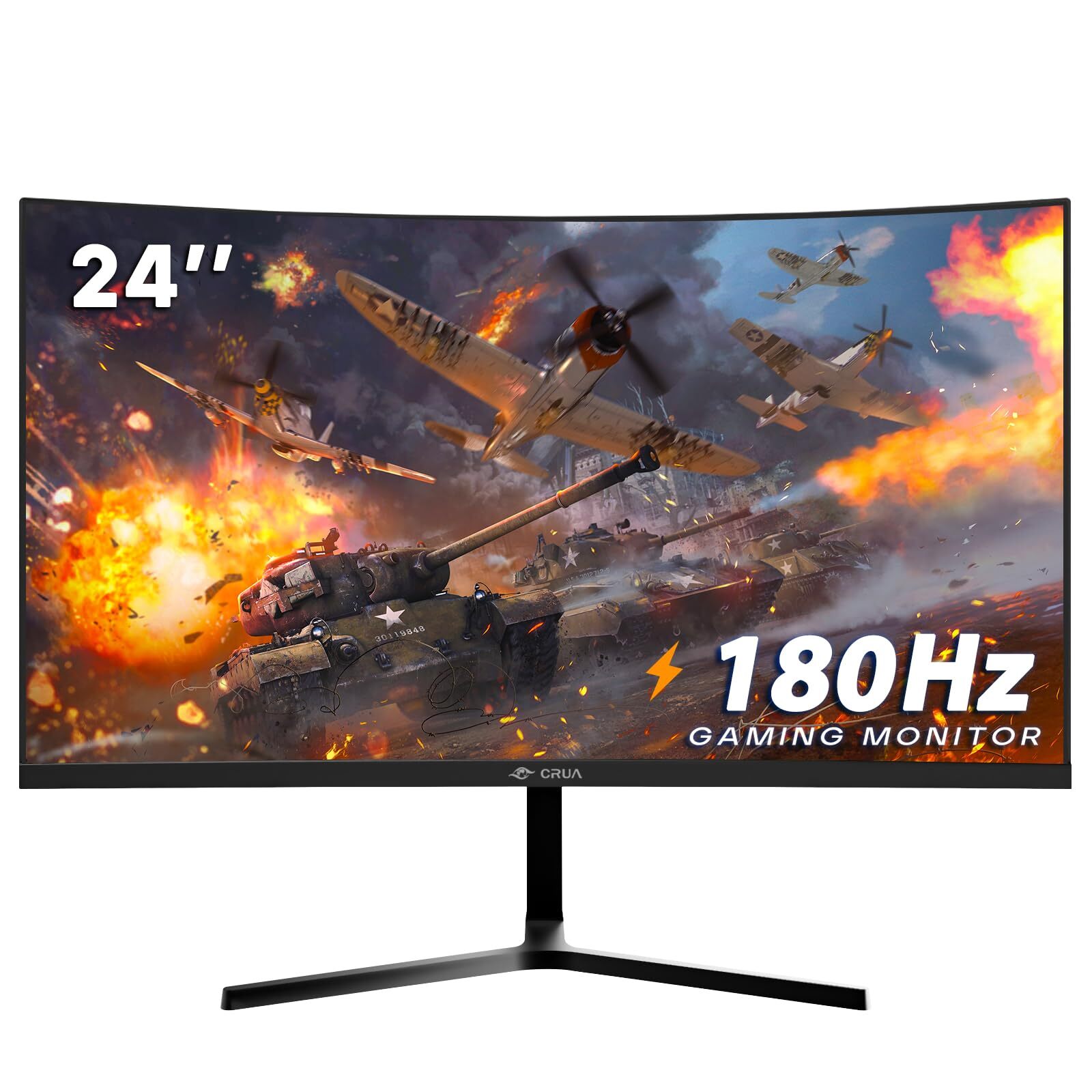 24 Inch Curved Gaming Monitor FHD 1920x1080 144Hz 180Hz FreeSync Eye Care