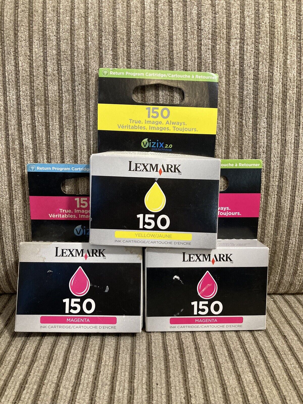 Lexmark 150 Magenta & 150 Yellow Genuine OEM Lexmark Ink Cartridges Lot Of 3 NEW