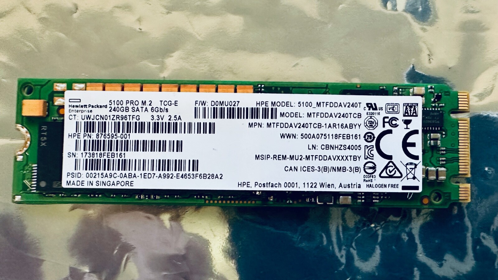HP HPE 3PAR StoreServ 8000 Node Boot Drive 877698-001 P31515-001 alt 809813-001