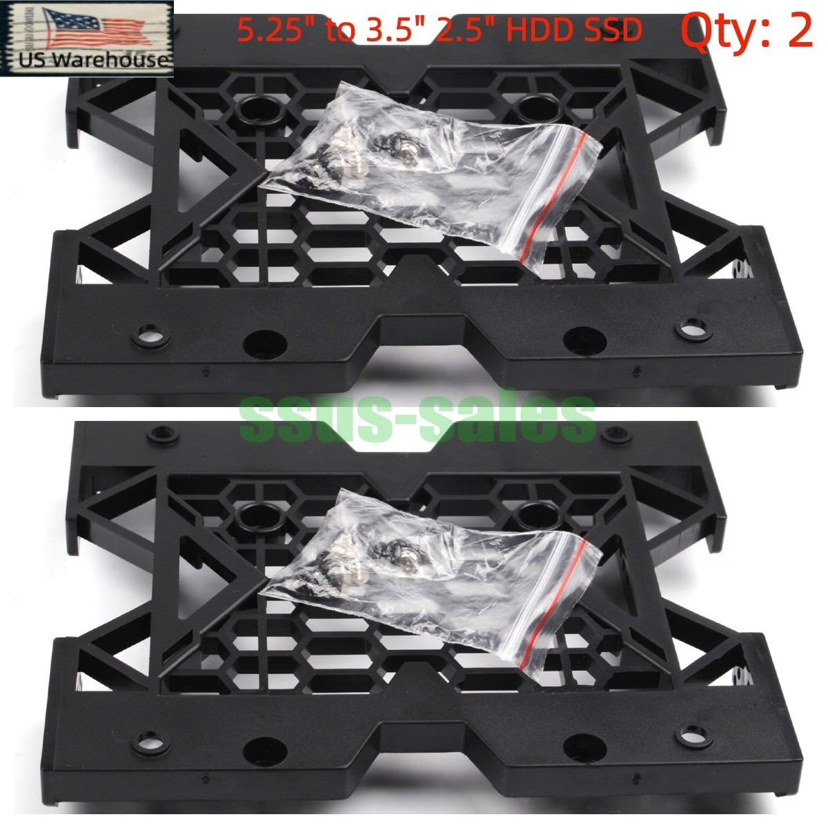 2PCS 5.25" to 3.5"/2.5" HDD Mounting Bracket Desktop CD-ROM Drive Bay Adapter