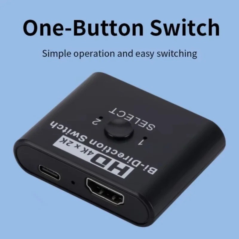 4K 60Hz HDMI Bi-Directional Switch 2x1 Splitter 2 Ports Input 1 Output For PC La