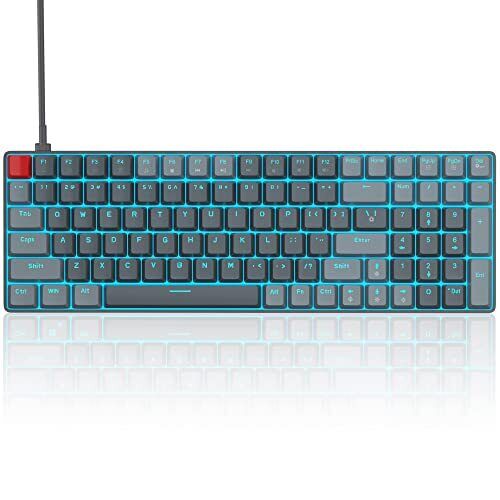 MageGee 100 Keys Mechanical Gaming Keyboard Blue Switch 96% Compact Layout LE...