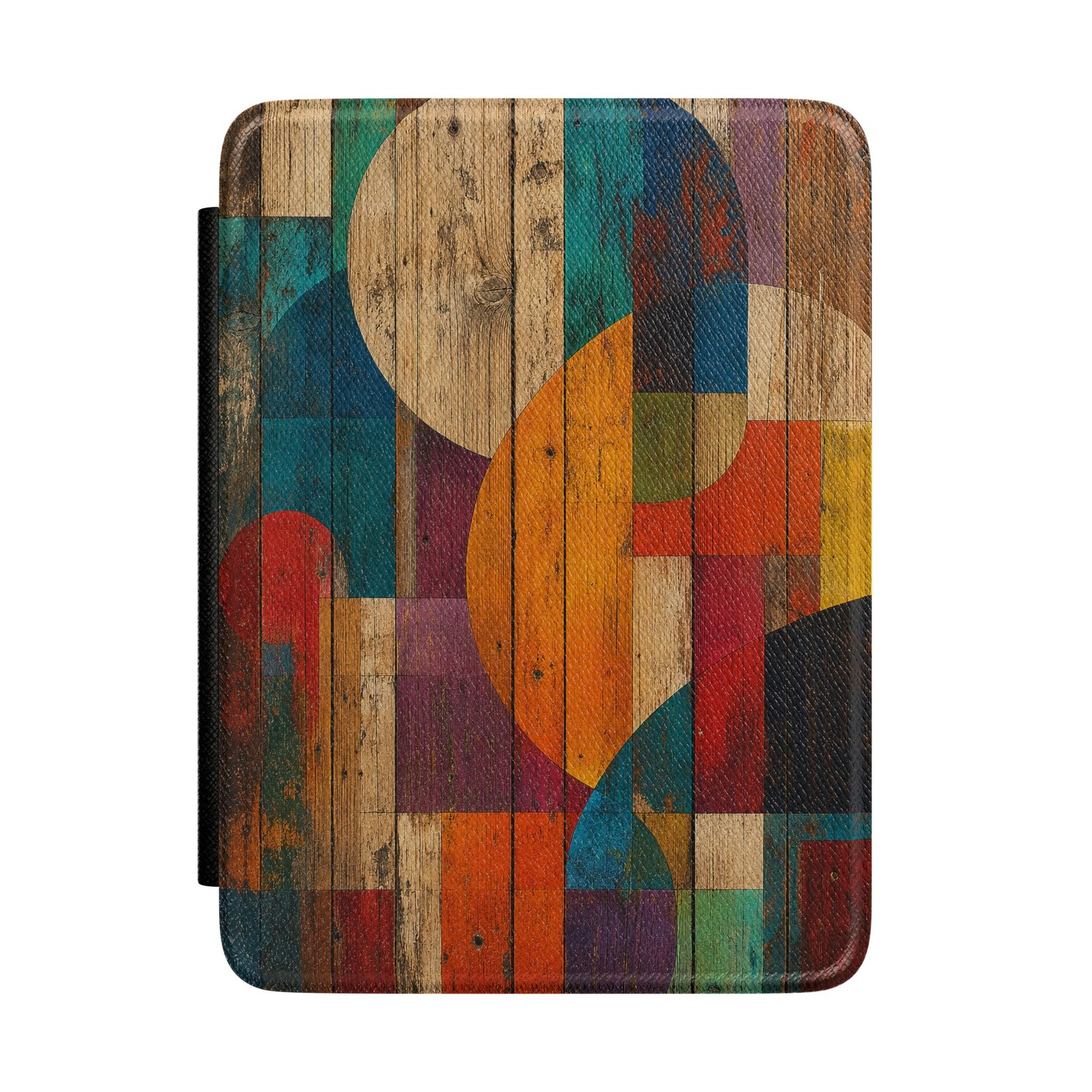 Abstract Geometric Woodgrain Kindle Case | Colorful Circles | E-Reader Cover