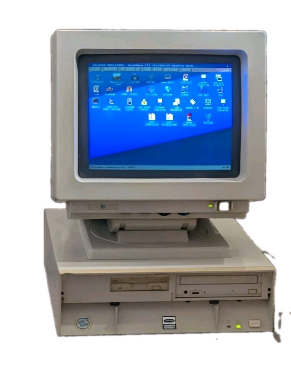 Vtg IBM PS/1 Computer 2133-G49 CRT Monitor Keyboard TESTED WORKS READ Descr. 