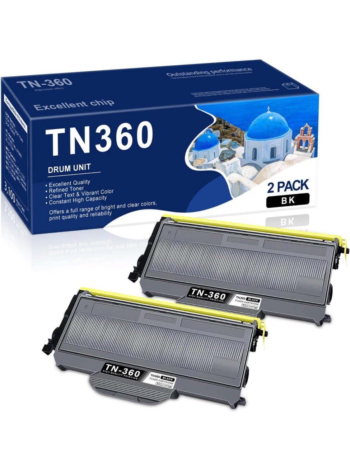 TN360 Black Toner High Yield Toner Cartridges 2/Pack (TN-3602PK)