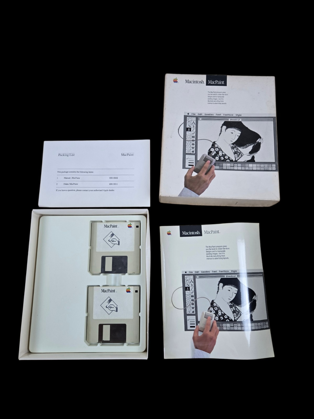 Apple Macintosh MacPaint CIB Complete Box Set Floppy Disks software Vintage Mac