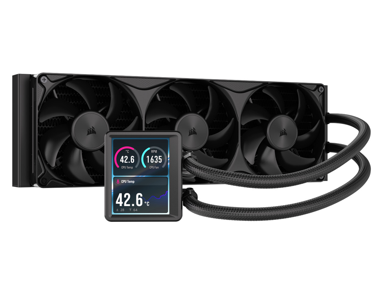 CORSAIR NAUTILUS II 360 RS LCD Liquid CPU Cooler - 3.5" IPS LCD Screen -  FlowDr