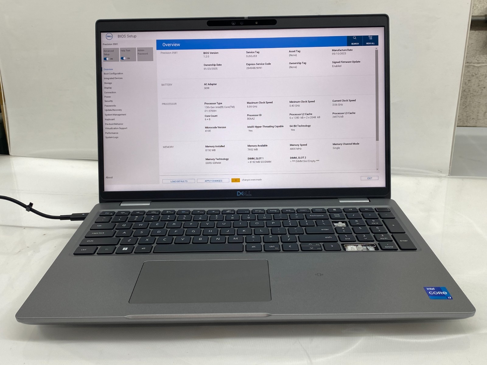 DELL PRECISION 3581 i7-13700H 2.4GHz 8GB NO SSD NVIDIA RTX A1000 6GB 15.6" Parts