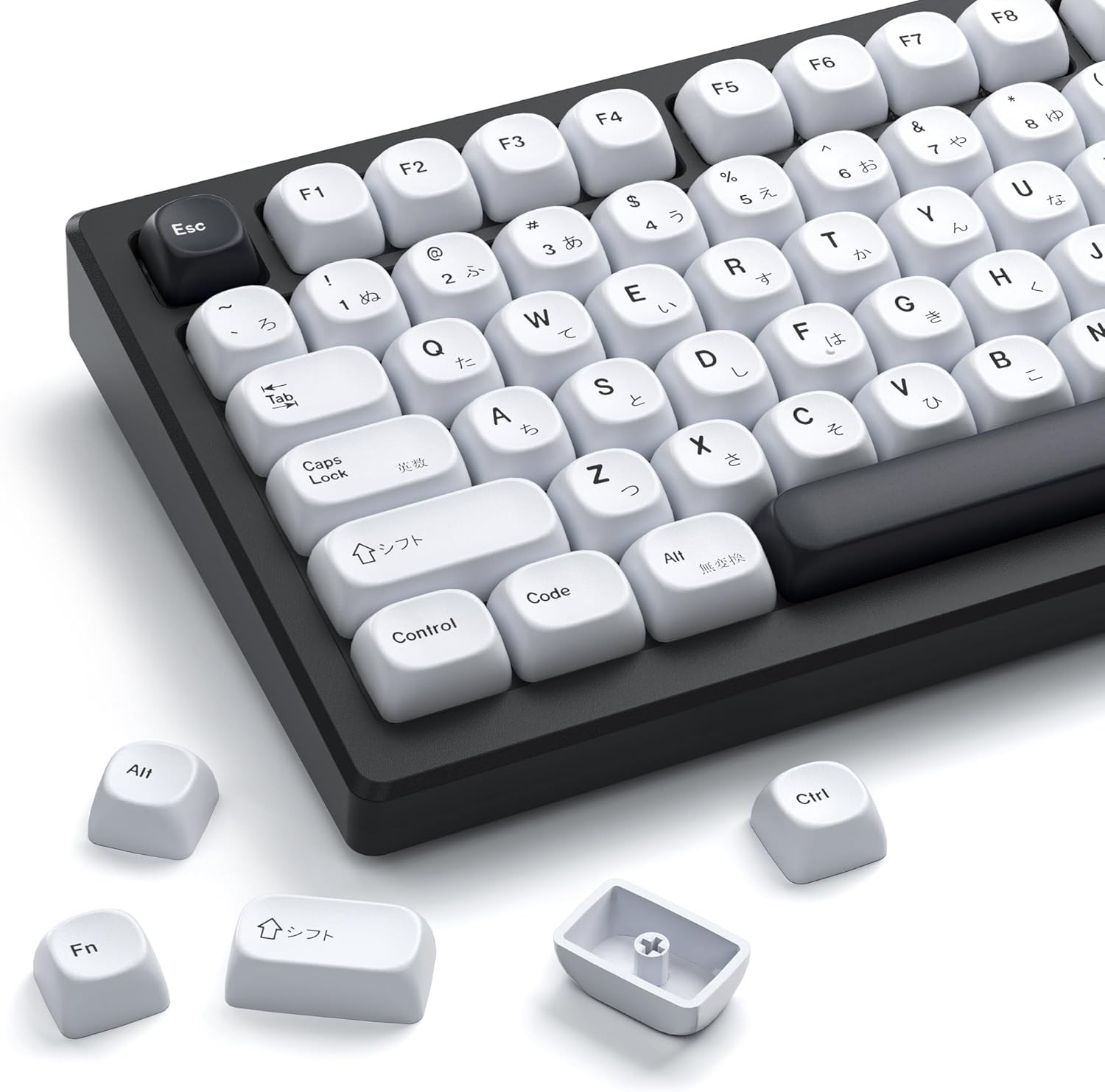 XVX PBT Keycaps - White Keycaps MOA Profile, Japanese Key Caps 75 60 100 Percent