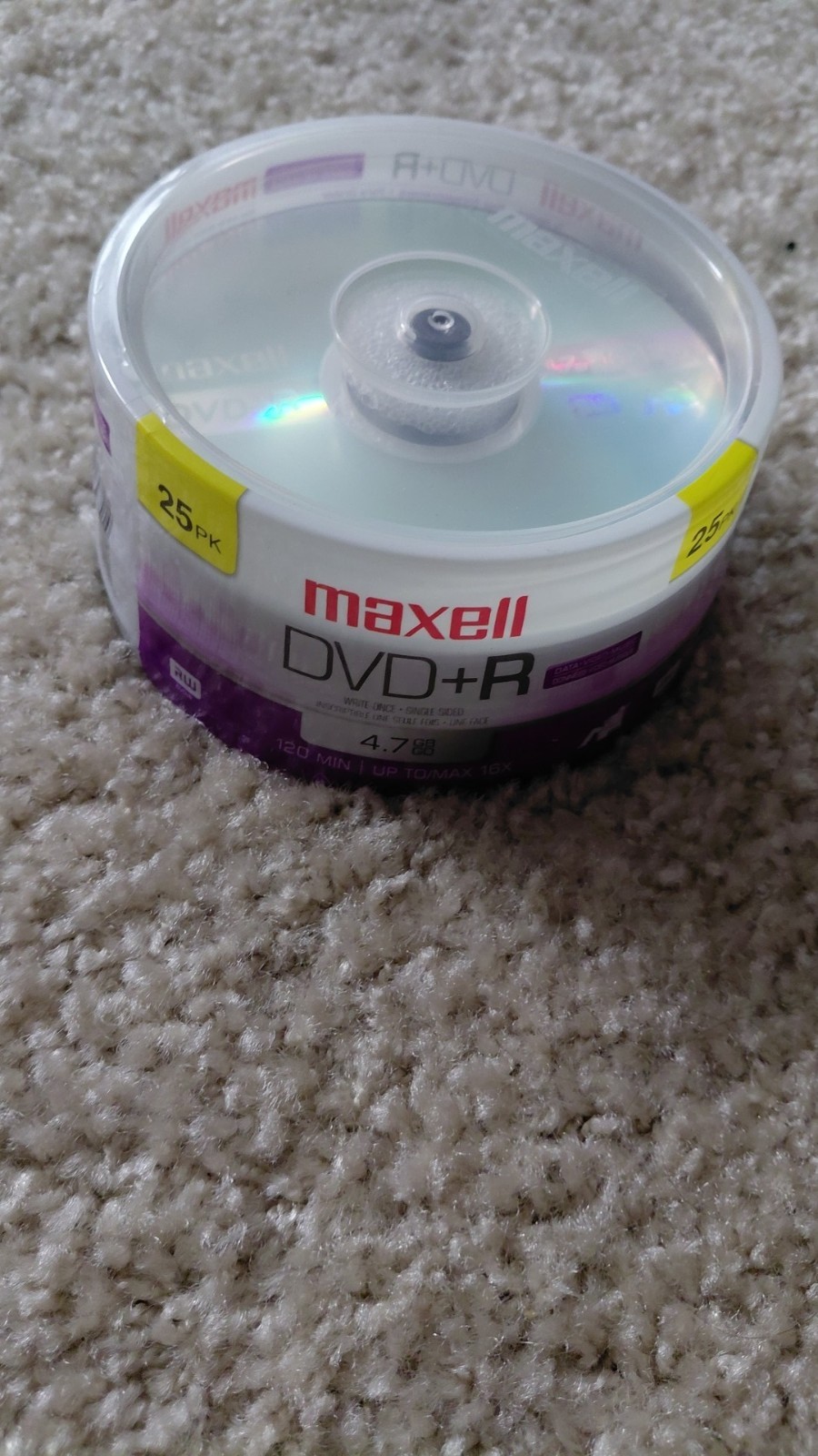 Maxell 25 Pack DVD+R 16X Disc Blank Media 4.7GB / 120Min NEW