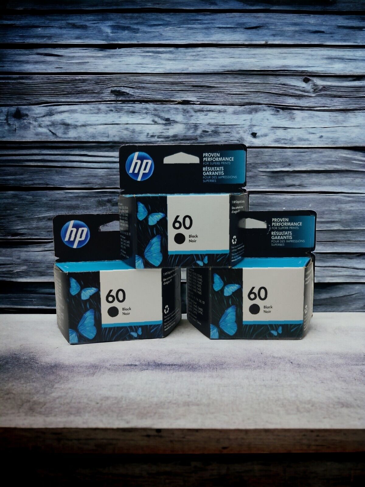 3x GENUINE HP 60 Black Ink Cartridges OEM DESKJET ENVY PHOTOSMART Expired 9/2022