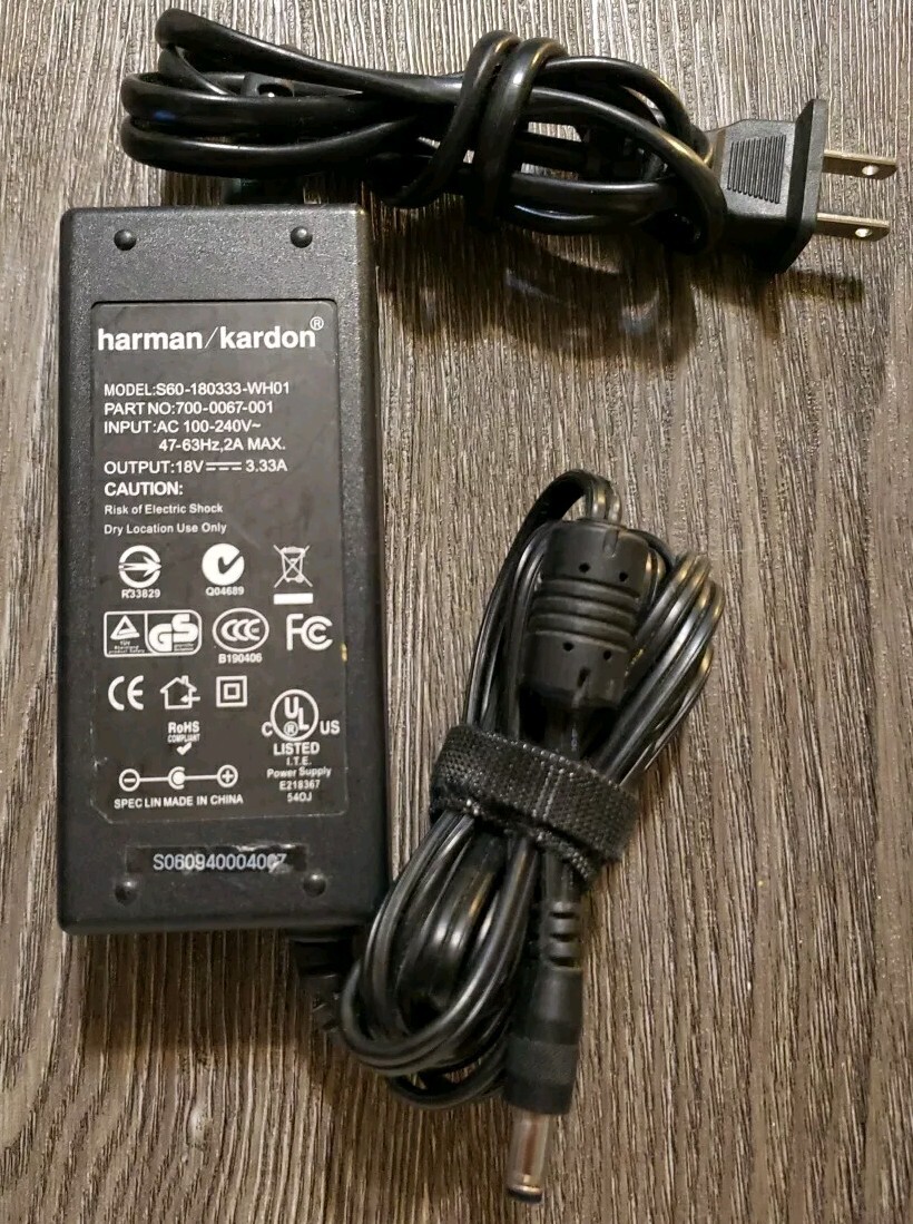 Harman Kardon 18V 3.33A     Power Supply Model S60-180333-WH01 Genuine OEM 