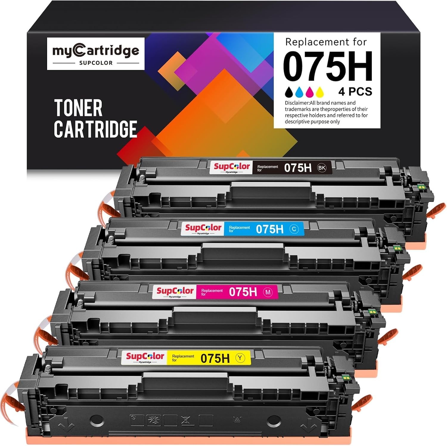 4-Pack Toner SUPCOLOR BCMY 075H Compatible With Canon Black Cyan Yellow Magenta